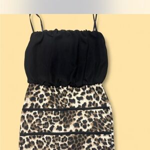 Body Central Black and Leopard Print Backless Dress